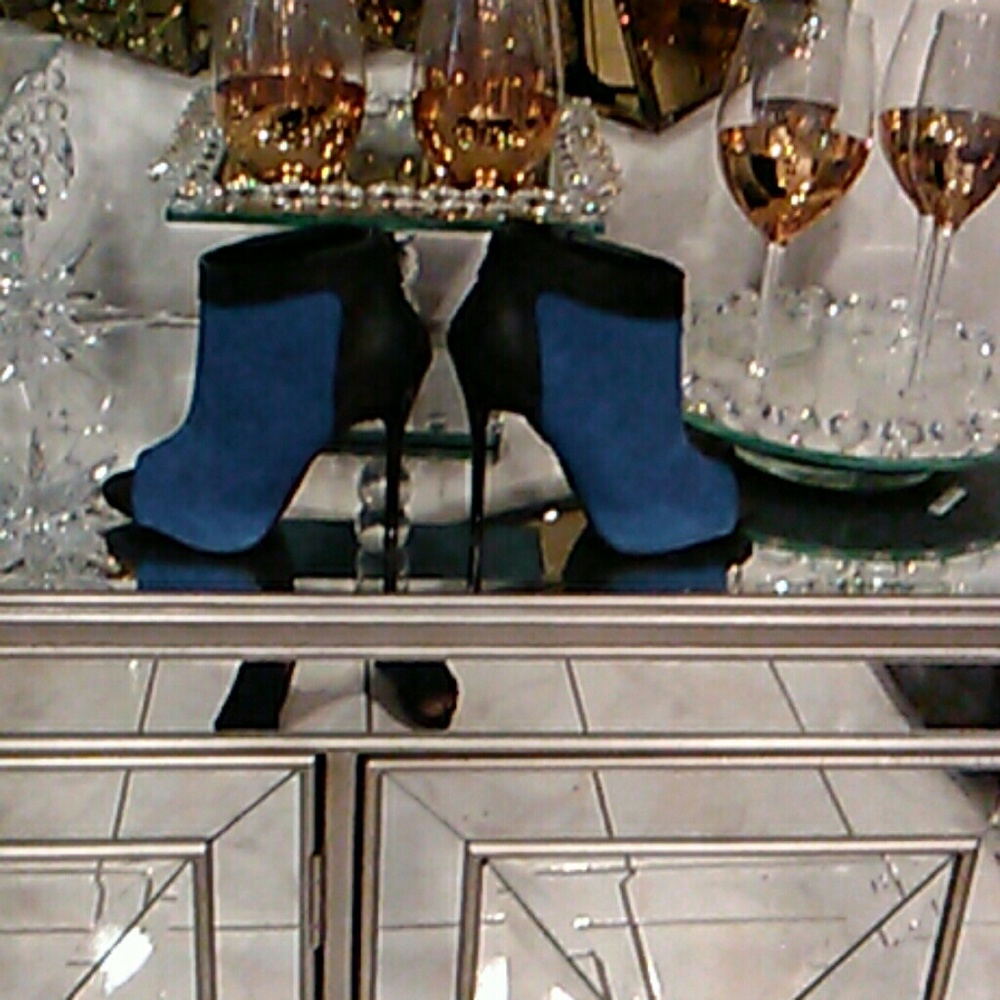 Blue sude heels